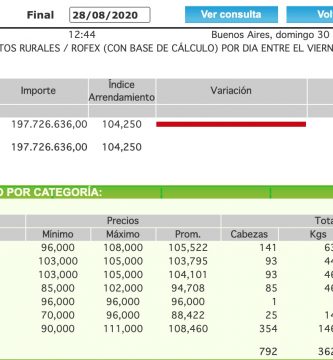 precio novillo arrendamiento 28 agosto 2020